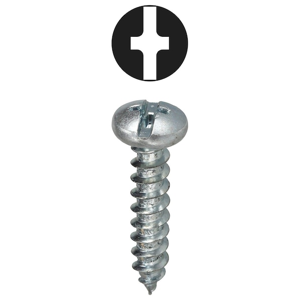 Dottie Sheet Metal Screw, #10 x 1 in, Zinc Plated Steel Pan Head Combination Phillips/Slotted Drive 2WS101 - main